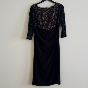 NAVY Blue dress with sequine net top
